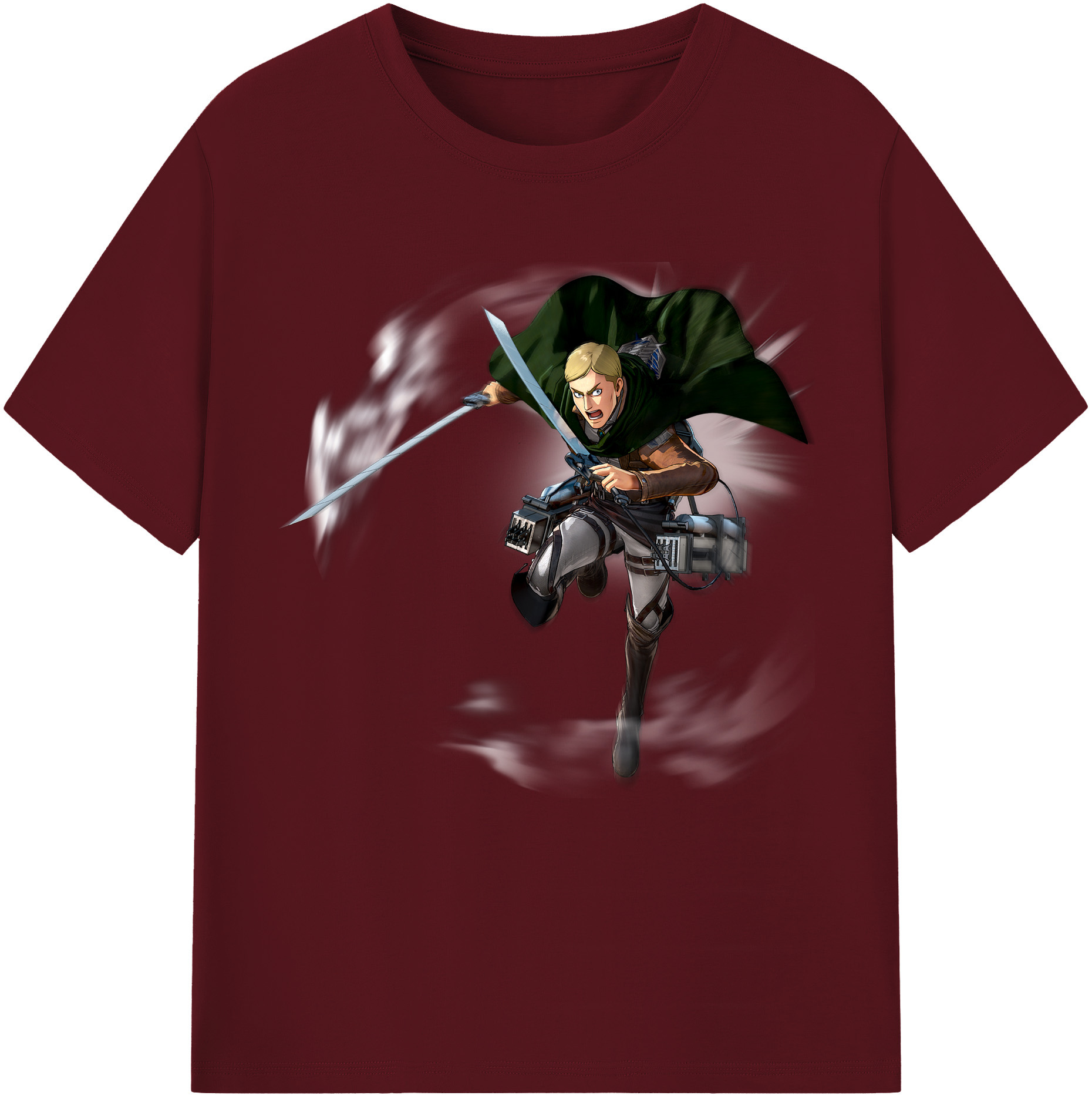 （画像用） 進撃の巨人 エルヴィン・スミス Attack on Titan Erwin Smith 綿100％半袖Tシャツ（フロントプリント）